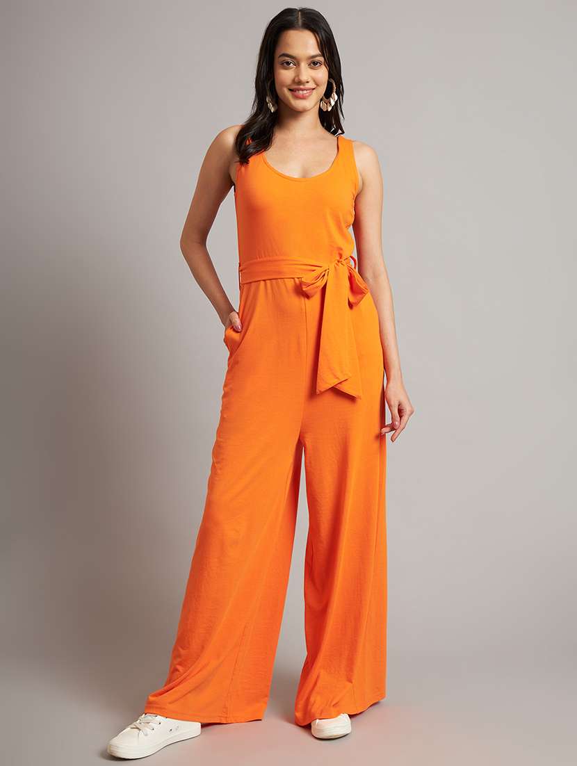 women solid sleeveless full length jumpsuit