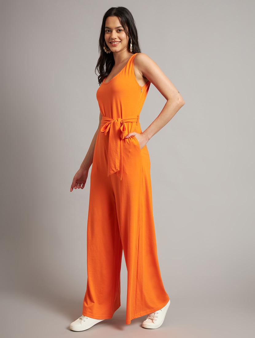 women solid sleeveless full length jumpsuit - 21740501 - Standard Image - 1