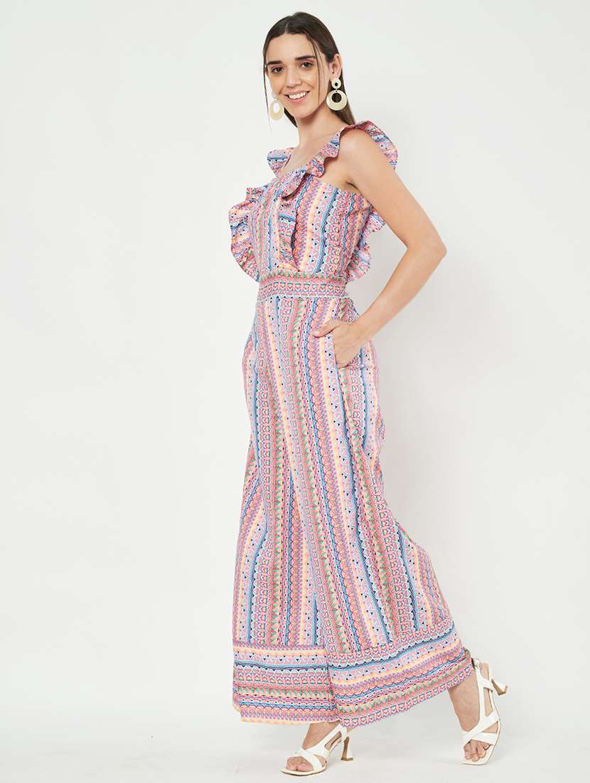 women printed ruffled detailed sleeveless jumpsuit - 21740511 -  Standard Image - 1