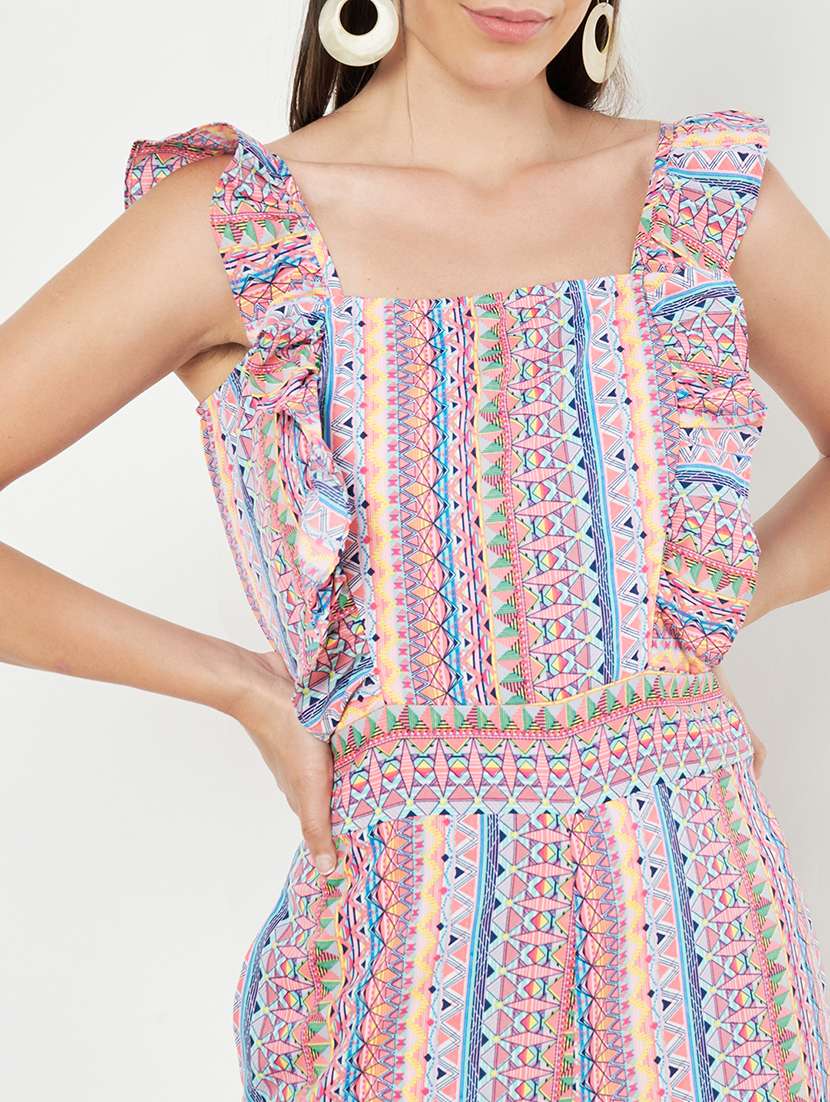 women printed ruffled detailed sleeveless jumpsuit - 21740511 -  Standard Image - 4