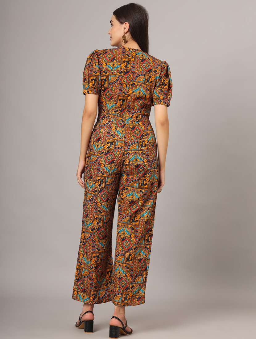 women printed puff sleeves jumpsuit - 21740518 -  Standard Image - 1