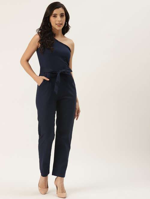 women solid single shoulder jumpsuit - 21740522 - Standard Image - 0