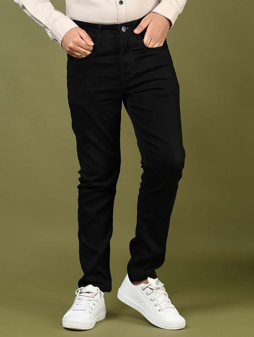 boys black plain mid rise jean - 21740561 -  Standard Image - 1