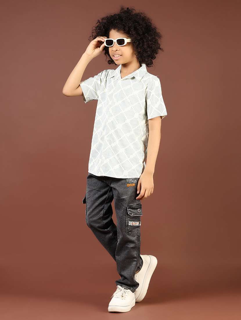 boys grey solid mid rise cargo - 21740601 -  Standard Image - 4