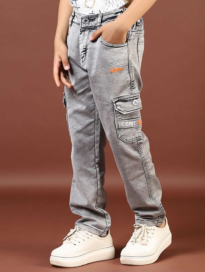 boys grey solid mid rise cargo - 21740603 - Standard Image - 1