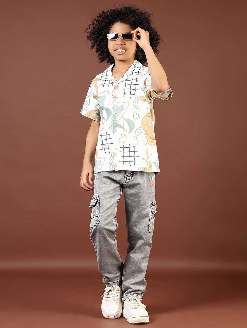 boys grey solid mid rise cargo - 21740603 - Standard Image - 4