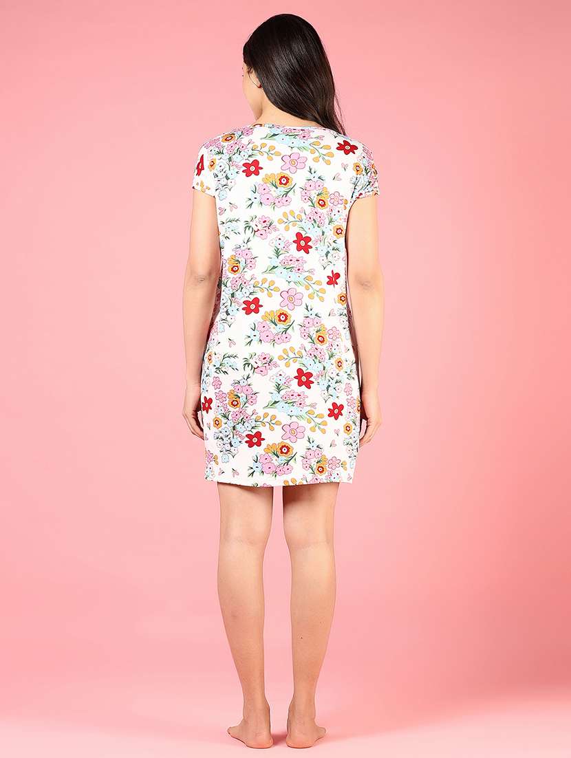 women floral print short sleeve sleepshirt - 21740607 -  Standard Image - 4