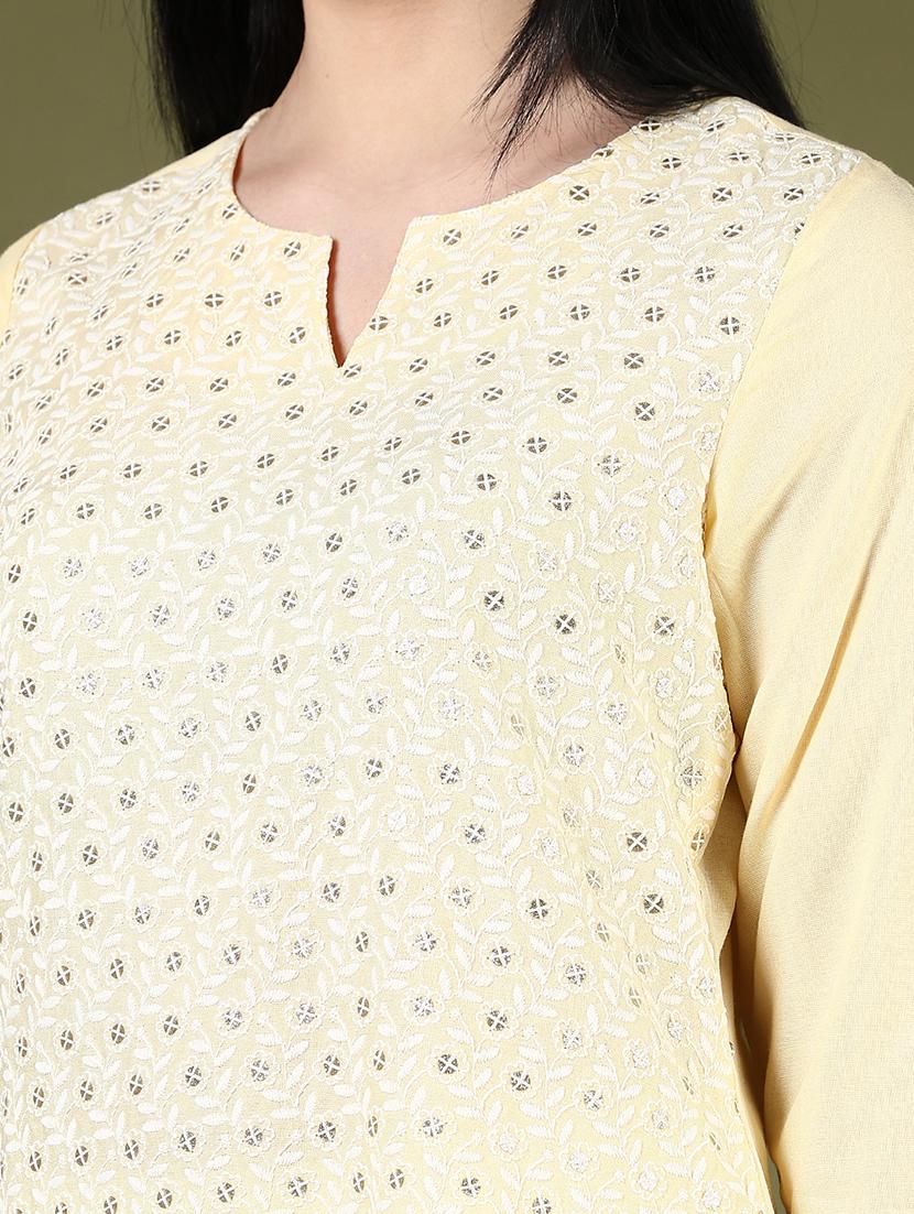 women embroidered notch neck straight kurta - 21740613 - Standard Image - 4