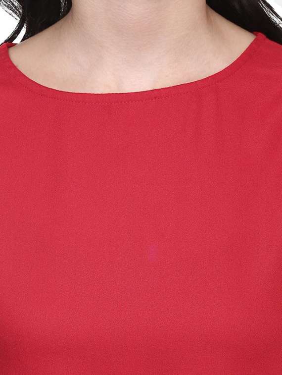 women solid cap sleeves regular top - 21740728 - Standard Image - 4