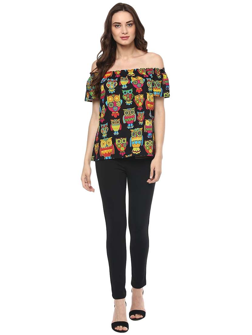 women printed off shoulder regular top - 21740737 - Standard Image - 1