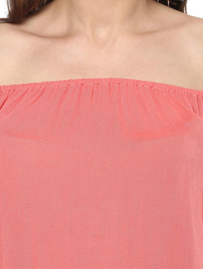 women solid off shoulder bell sleeves regular top - 21740738 - Standard Image - 4