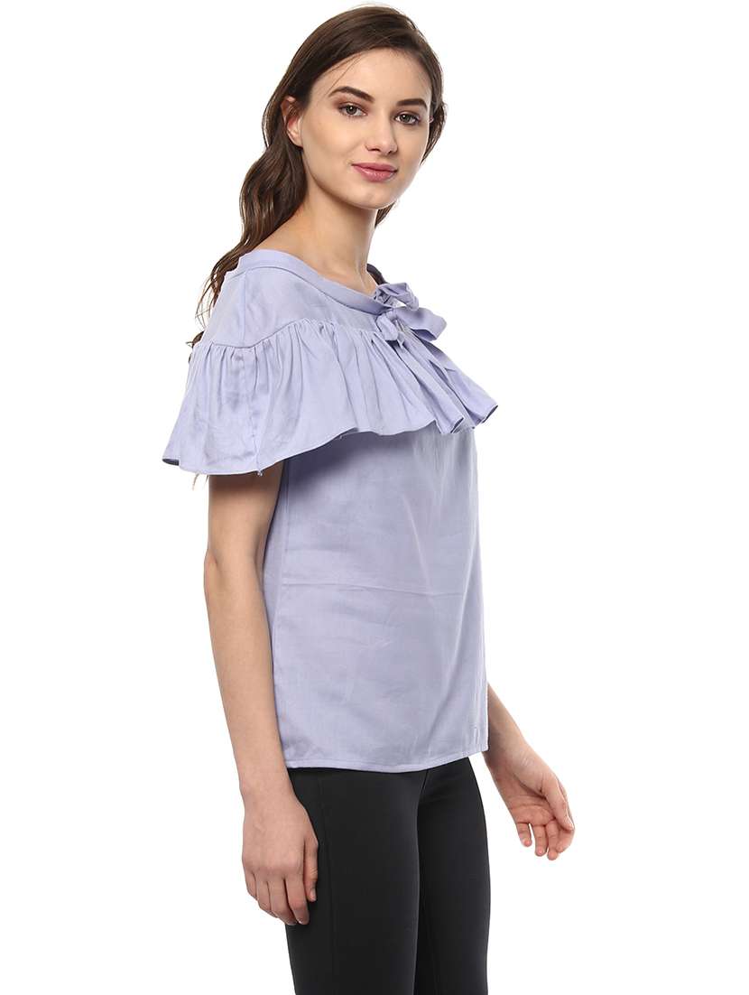 women solid cape sleeves regular top - 21740743 - Standard Image - 1