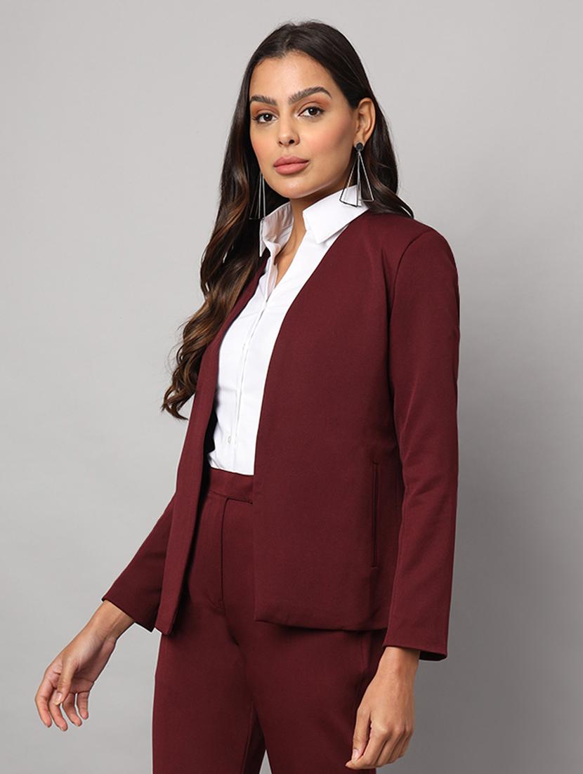 women solid long sleeves formal blazer - 21740826 - Standard Image - 1