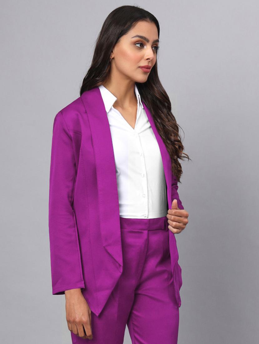 women solid long sleeves formal blazer - 21740829 - Standard Image - 1