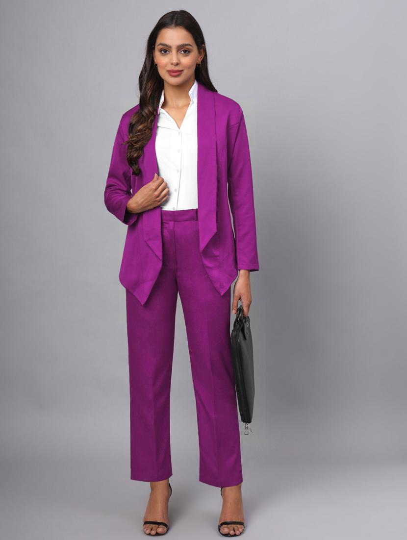 women solid long sleeves formal blazer - 21740829 - Standard Image - 4