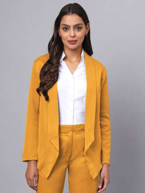 women solid long sleeves formal blazer - 21740830 -  Standard Image - 0