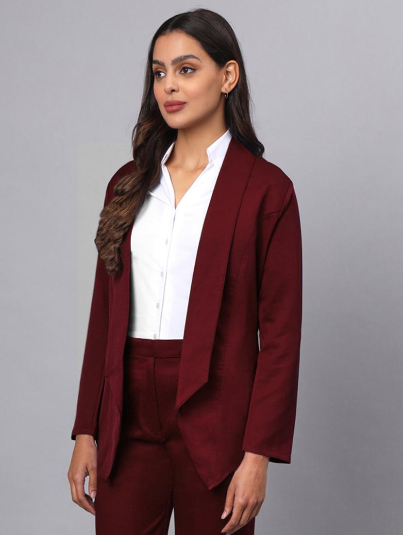 women solid long sleeves formal blazer - 21740831 - Standard Image - 1