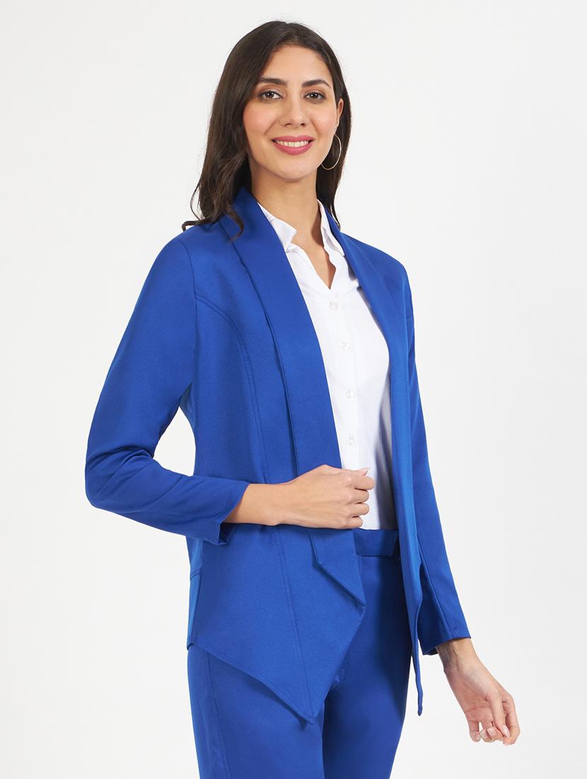 women solid long sleeves formal blazer - 21740832 - Standard Image - 1