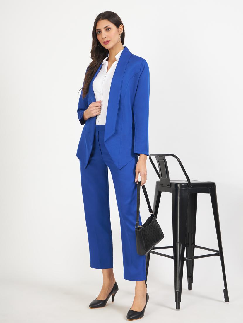 women solid long sleeves formal blazer - 21740832 - Standard Image - 4