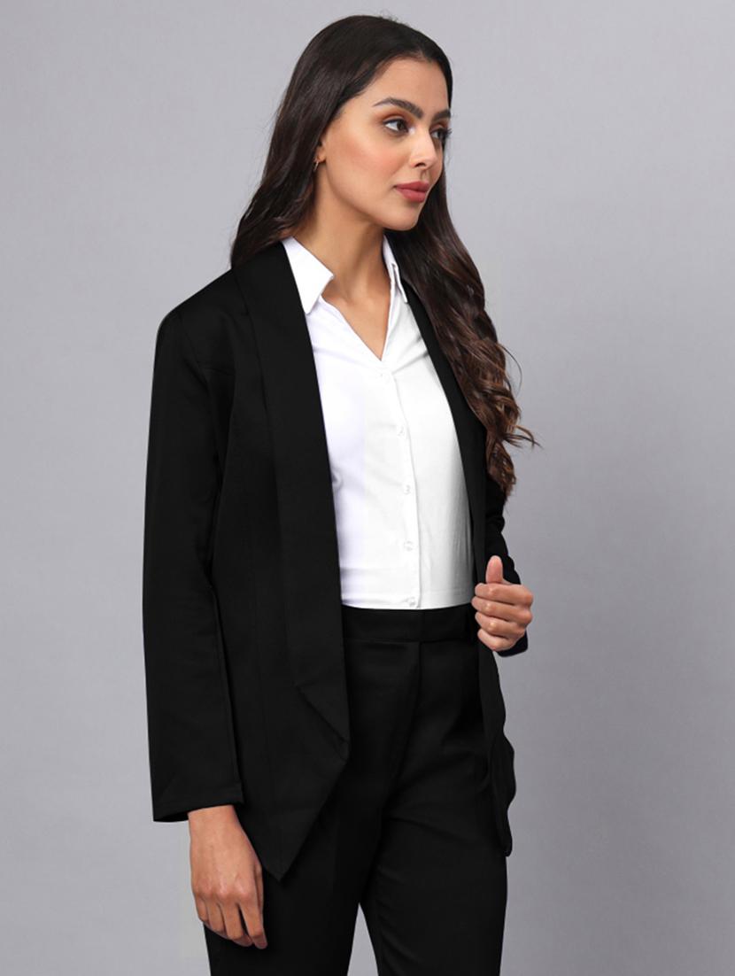 women solid long sleeves formal blazer - 21740833 - Standard Image - 1