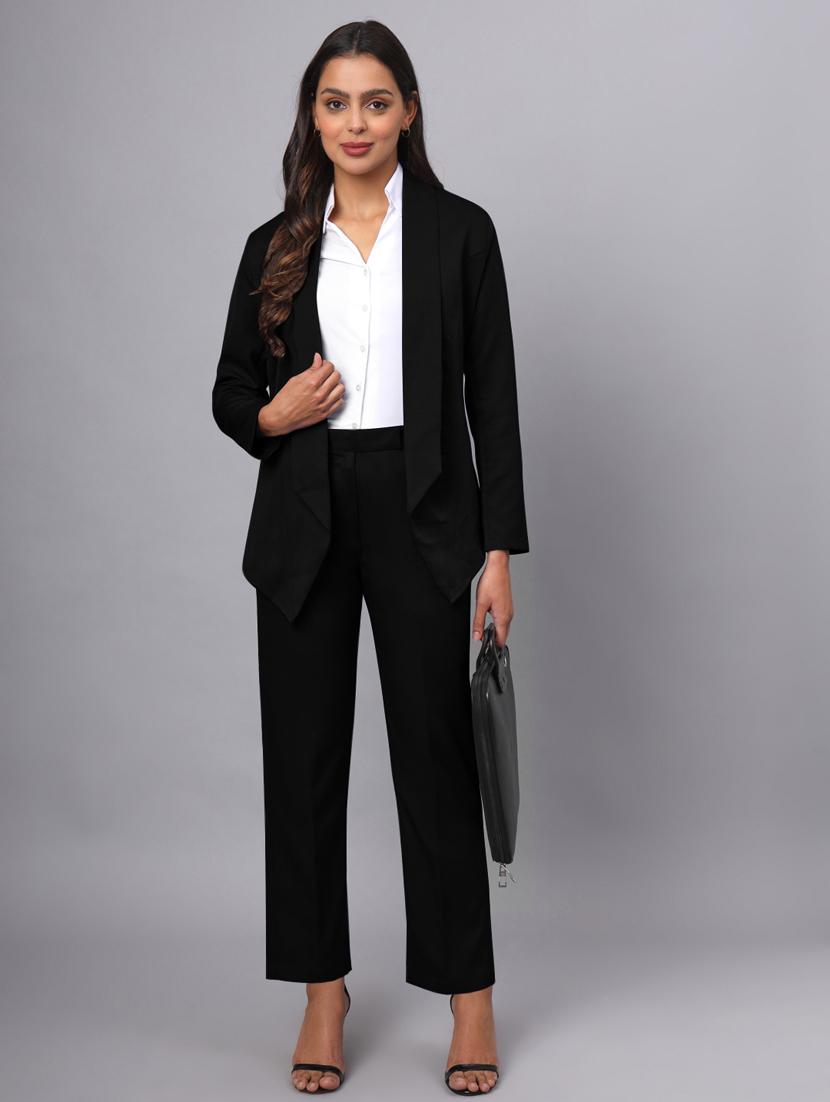 women solid long sleeves formal blazer - 21740833 - Standard Image - 4