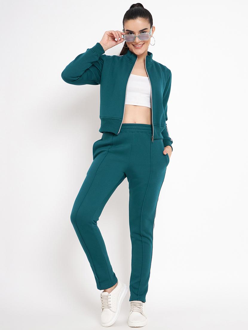women solid long sleeves active wear co-ord set - 21740835 - Standard Image - 1