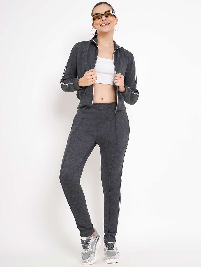 women solid long sleeves active wear co-ord set - 21740839 -  Standard Image - 1