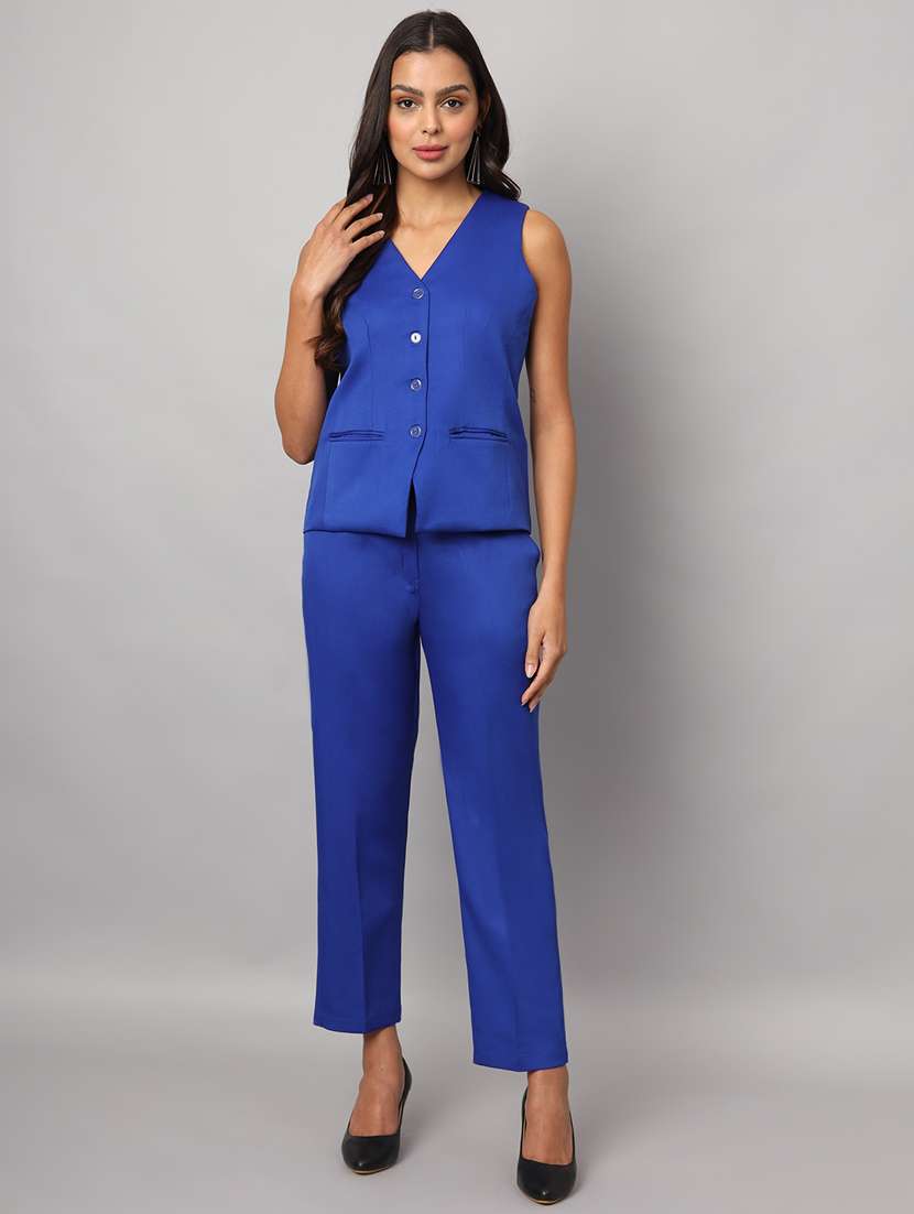 women solid vest top and trouser co-ord set