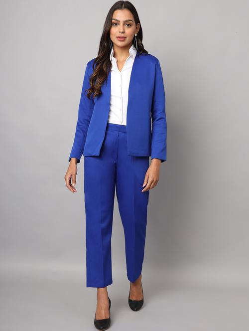 women solid blazer and trouser co-ord set - 21740849 -  Standard Image - 0