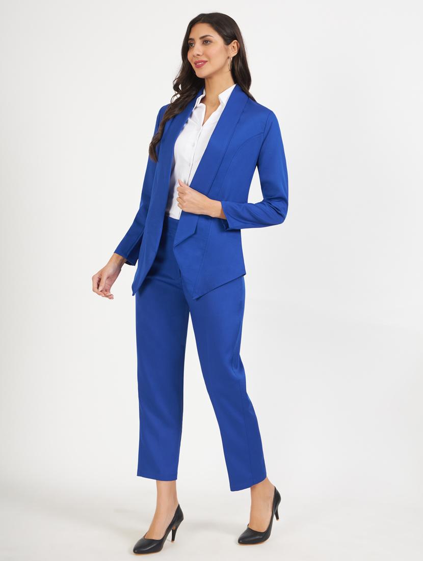 women solid blazer and trouser co-ord set - 21740852 -  Standard Image - 1