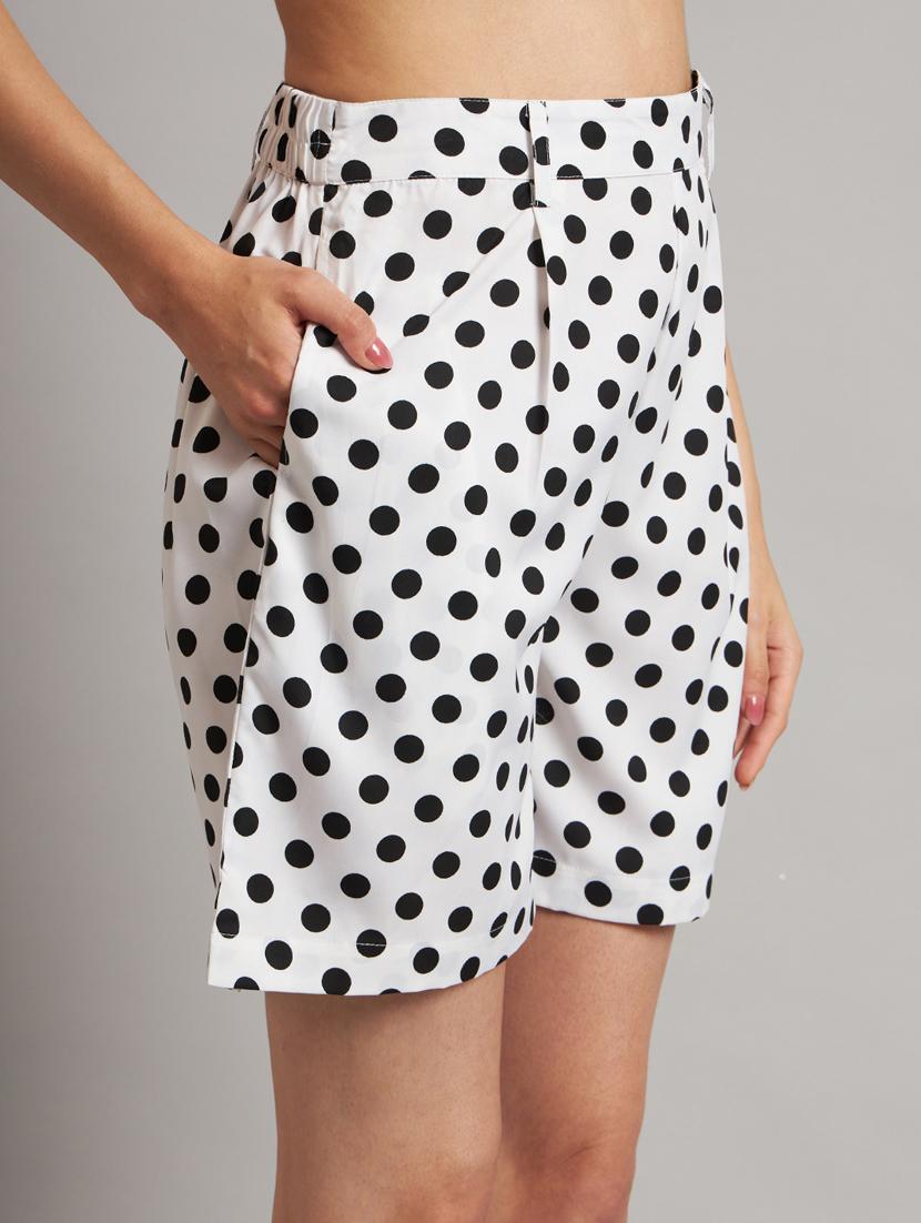 women polka doted shirt and shorts co-ord set - 21740855 - Standard Image - 4