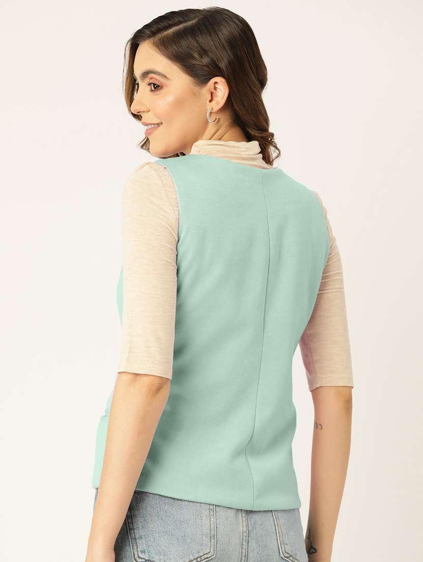 women solid sleeveless waist coat - 21740904 - Standard Image - 1