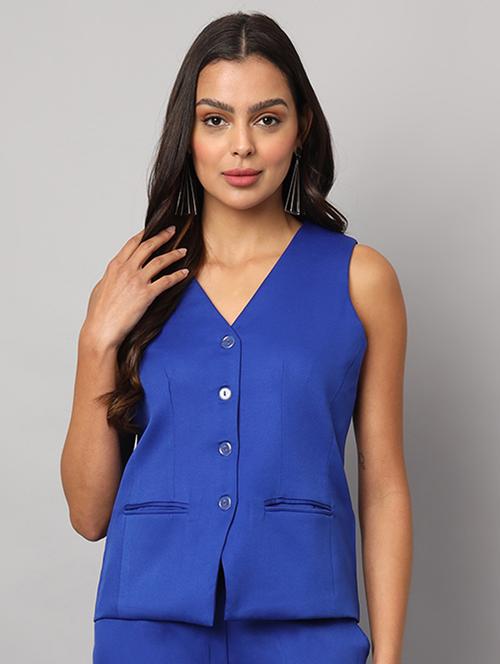 blue polyester waist coat - 21740917 - Standard Image - 0