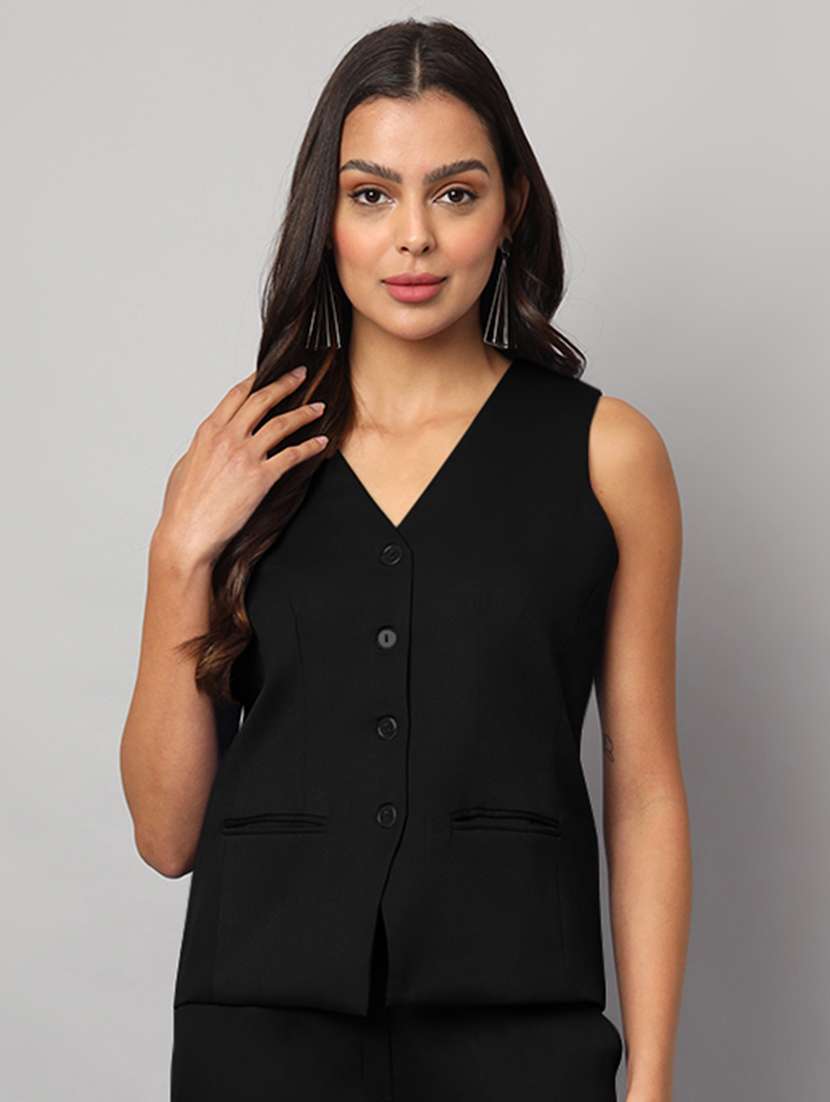 black polyester waist coat - 21740918 - Zoom Image - 0