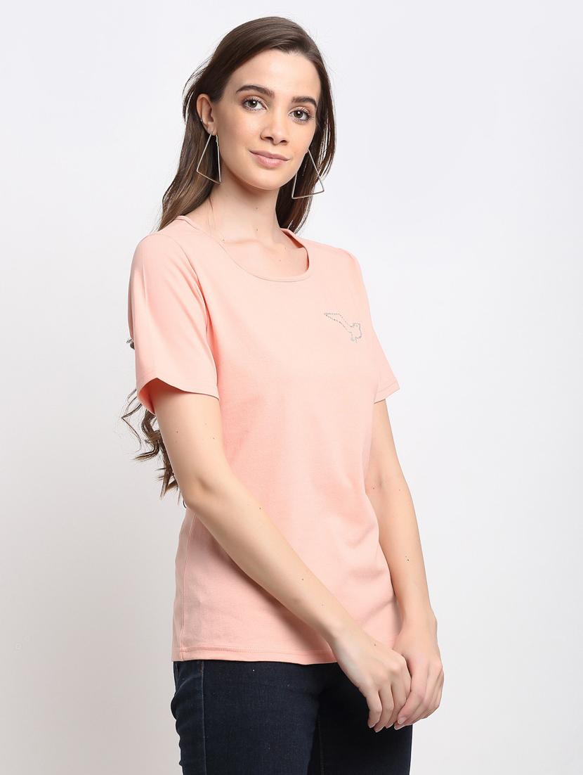 women solid short sleeves regular t-shirt - 21740919 - Standard Image - 1