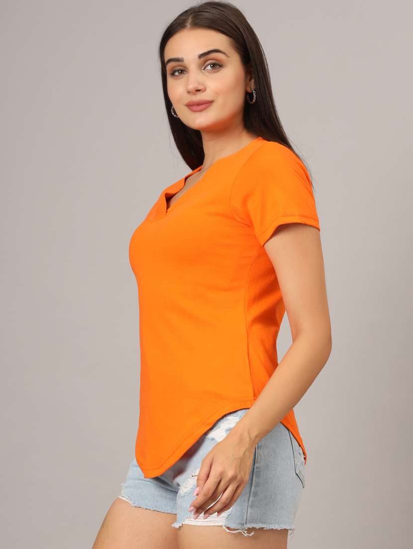 women solid short sleeves regular t-shirt - 21740925 -  Standard Image - 1