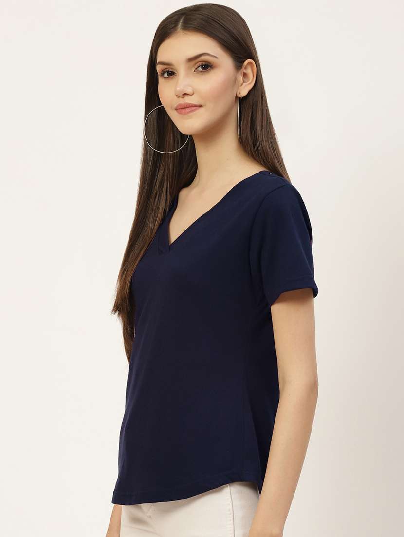 women solid short sleeves regular t-shirt - 21740927 -  Standard Image - 1