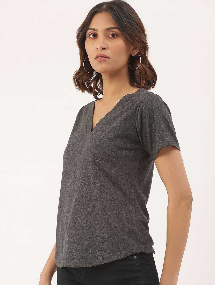 women solid short sleeves regular t-shirt - 21740930 -  Standard Image - 1