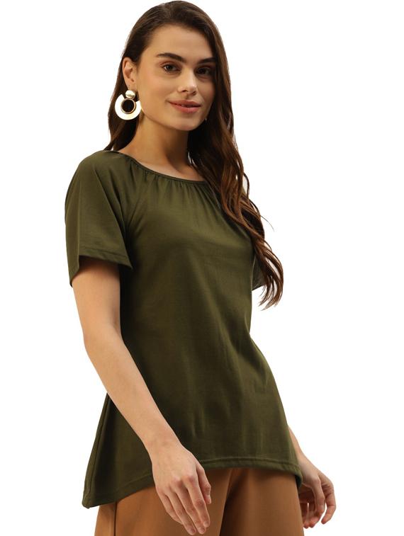 women solid short sleeves regular t-shirt - 21740935 - Standard Image - 1