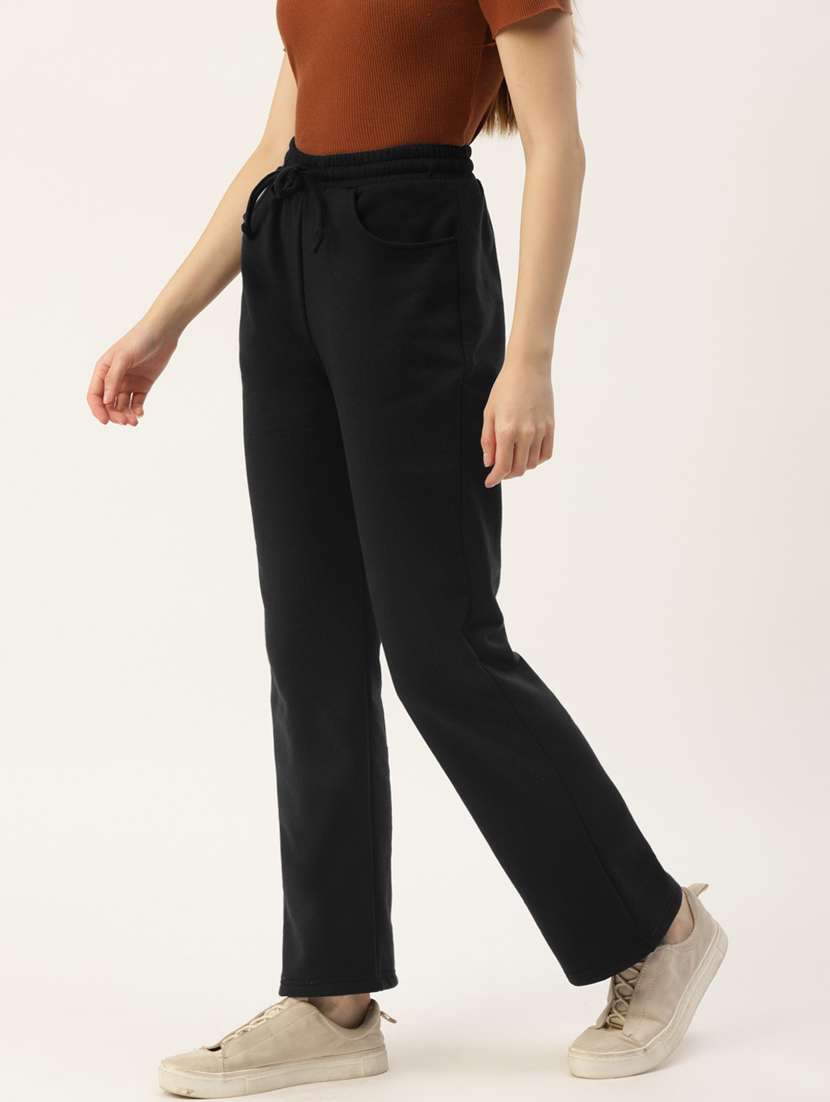 women solid mid rise straight fit trouser - 21740952 - Standard Image - 1