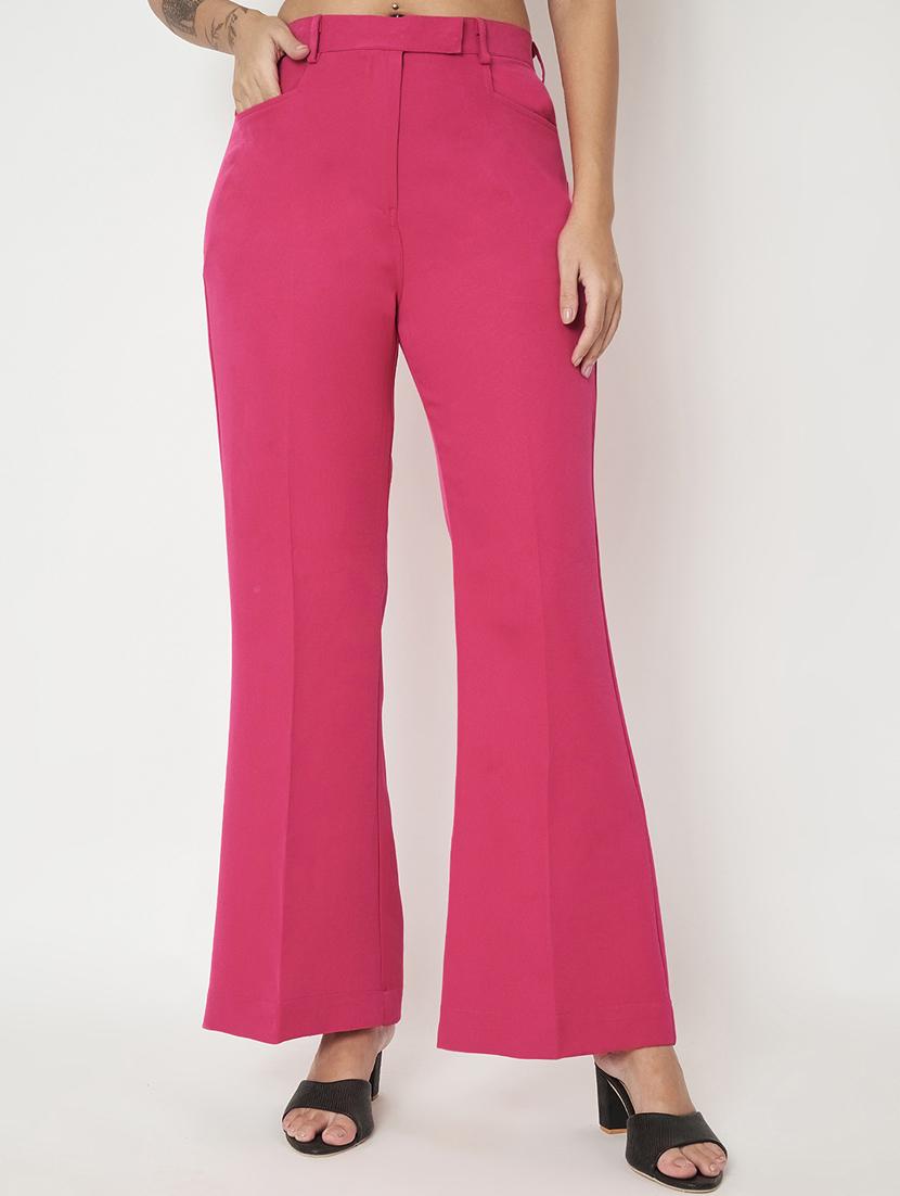 women solid mid rise bootcut trouser