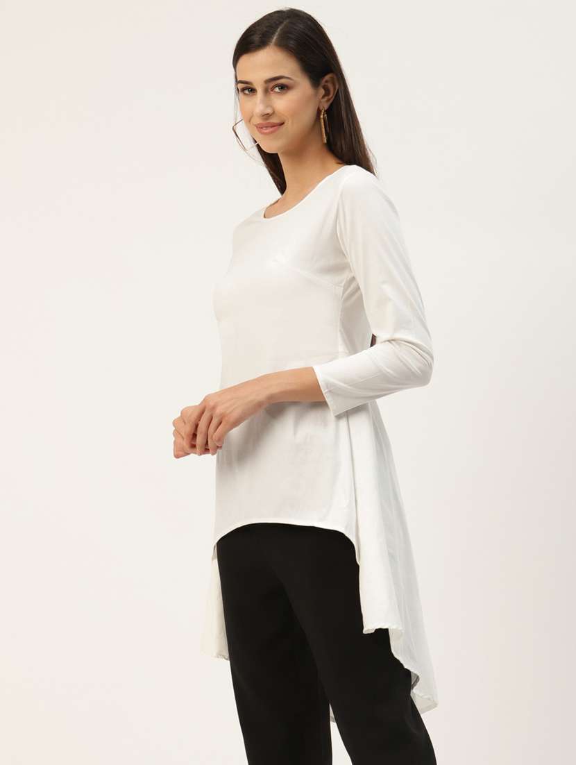 women solid high low top - 21741012 - Standard Image - 1