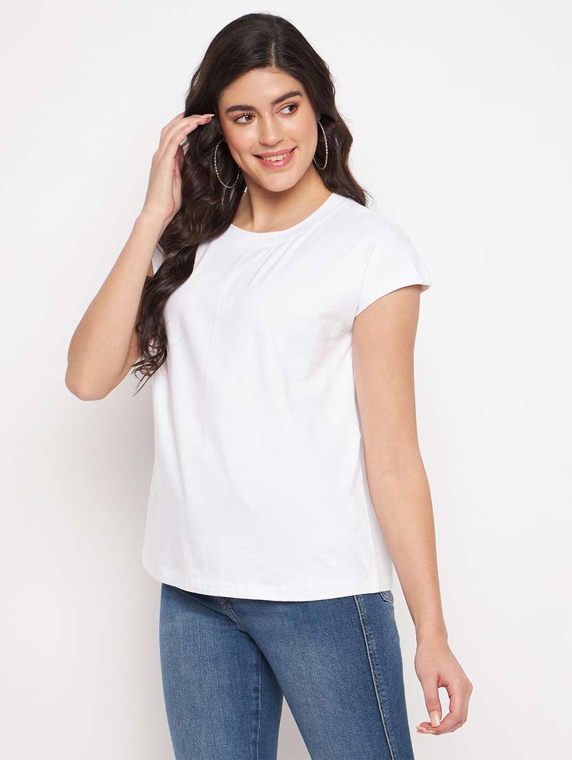 women solid short sleeve top