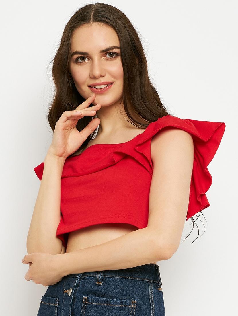 women solid sleeveless crop top - 21741075 - Standard Image - 1