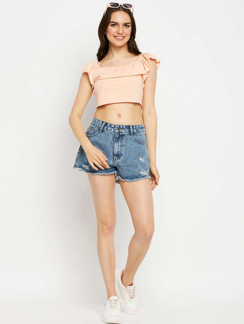 women solid sleeveless crop top - 21741077 -  Standard Image - 4