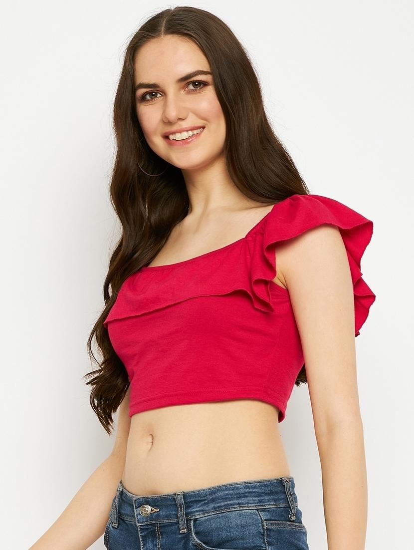 women solid sleeveless crop top - 21741079 - Standard Image - 1