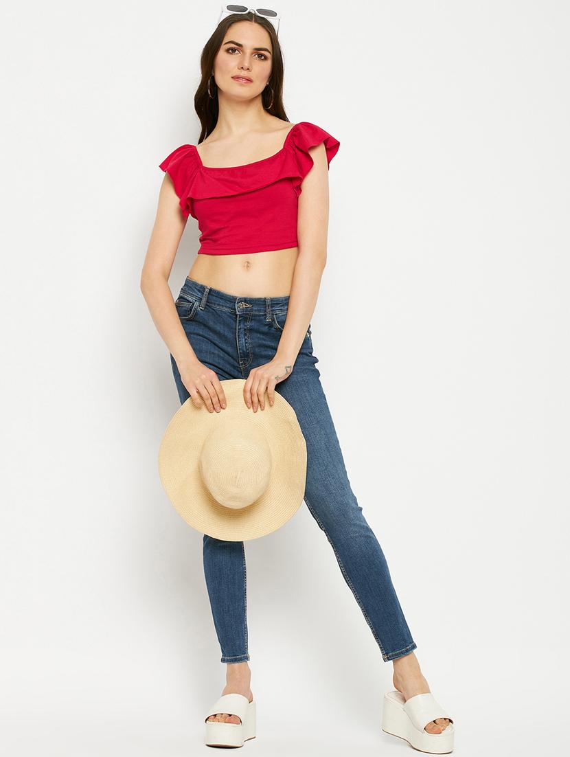women solid sleeveless crop top - 21741079 - Standard Image - 4