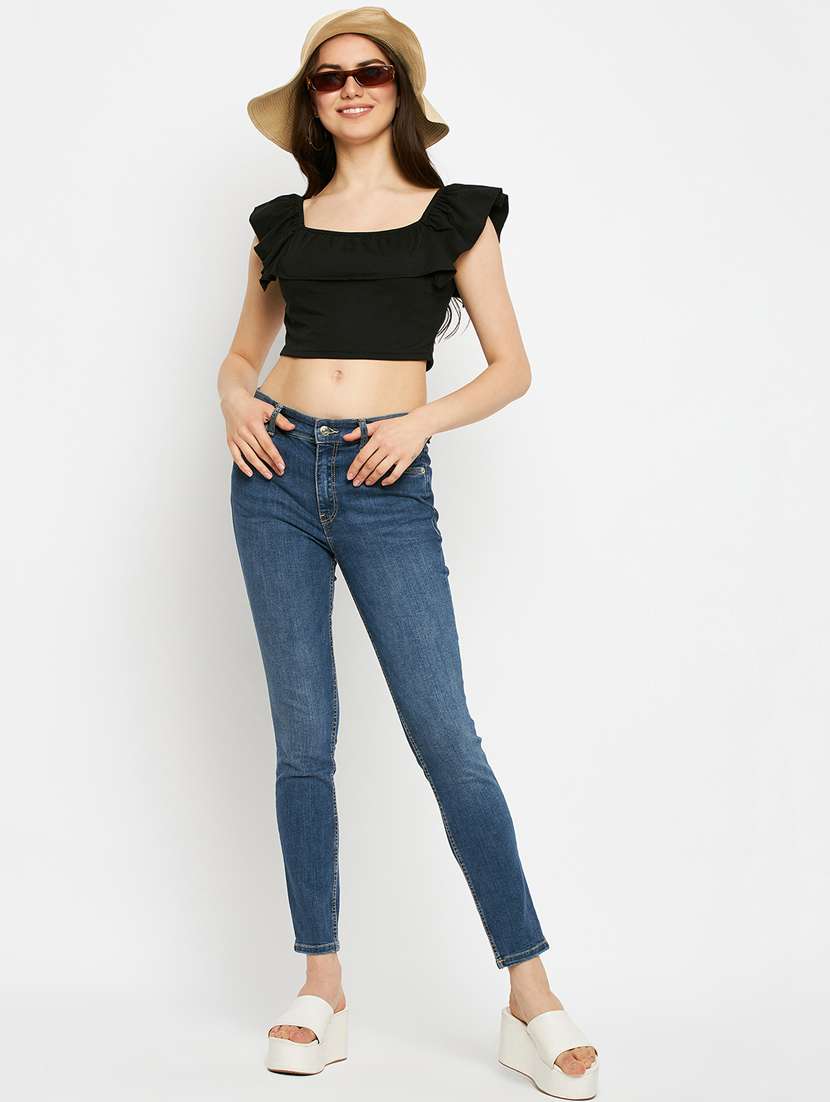 women solid sleeveless crop top - 21741081 -  Standard Image - 4