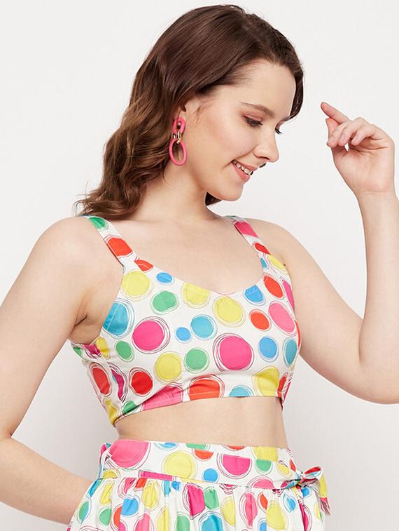 women printed sleeveless crop top - 21741082 - Standard Image - 1