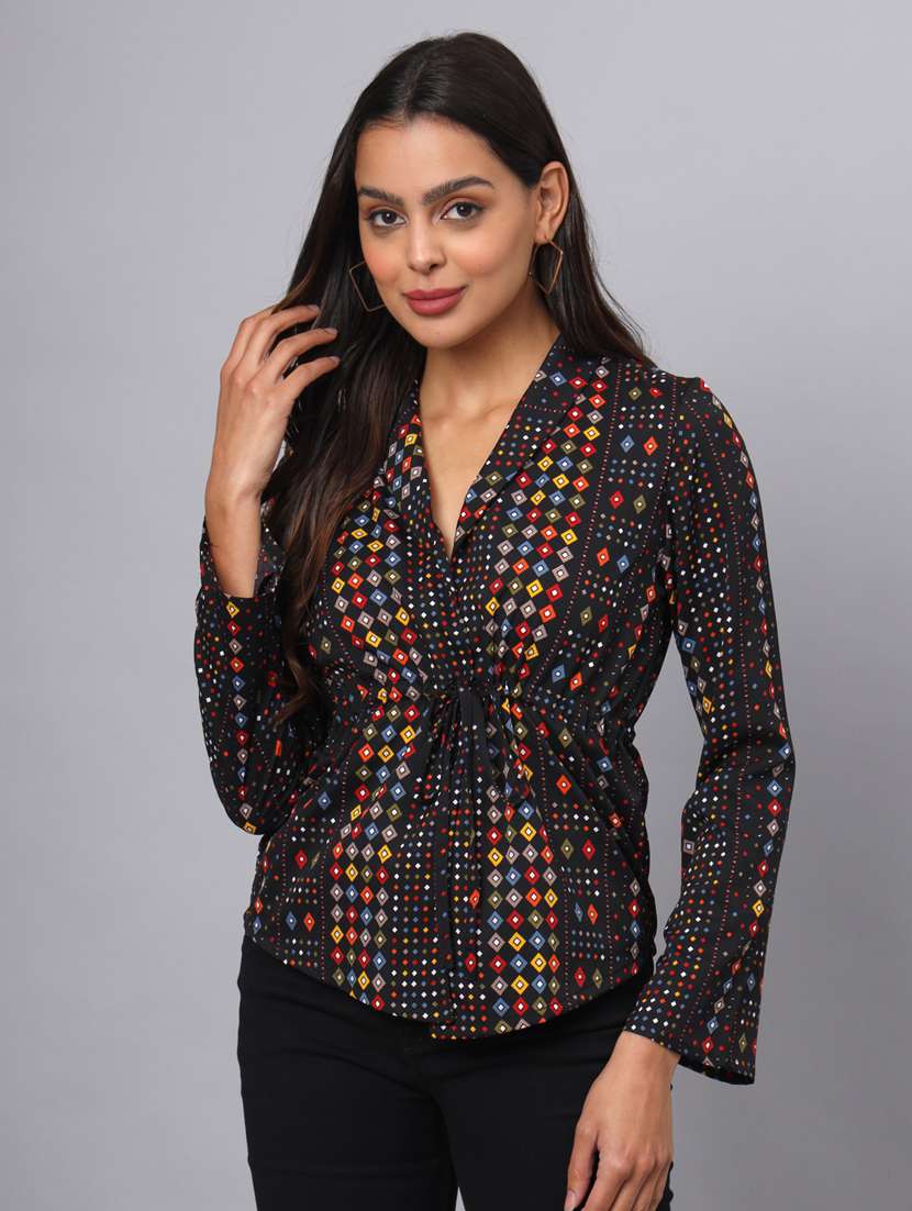 women printed long sleeve top